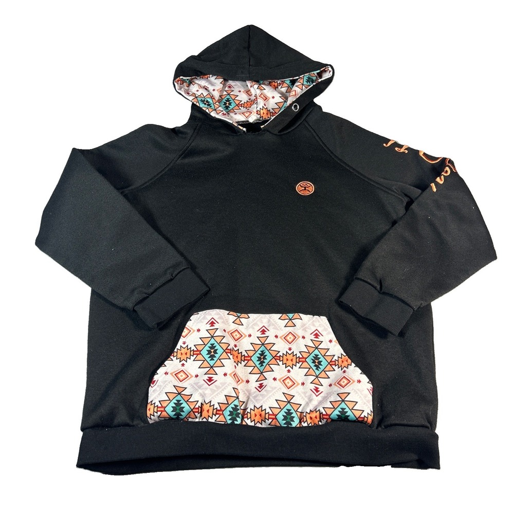 Hooey Men’s Black 3XL Hoodie Colorful Geometric Design Sleeves Western Rodeo